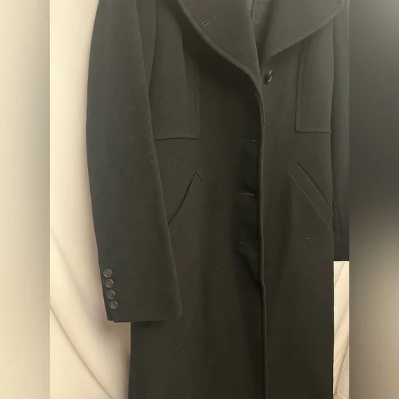 Cole Haan Elegant Black Women's Cashmere/Wool Blend Wide Lapels Coat Sz 6